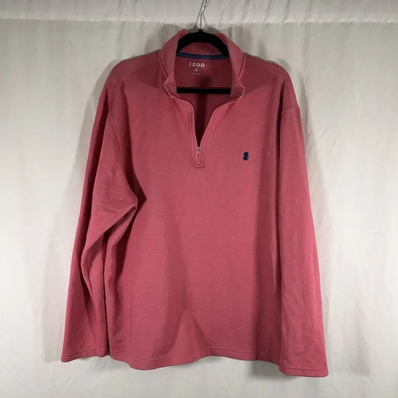 Izod Sweater Men XL Blue Striped 1/4 Zip Mock Neck Soft Long Sleeve Cotton Blend - Picture 1 of 10
